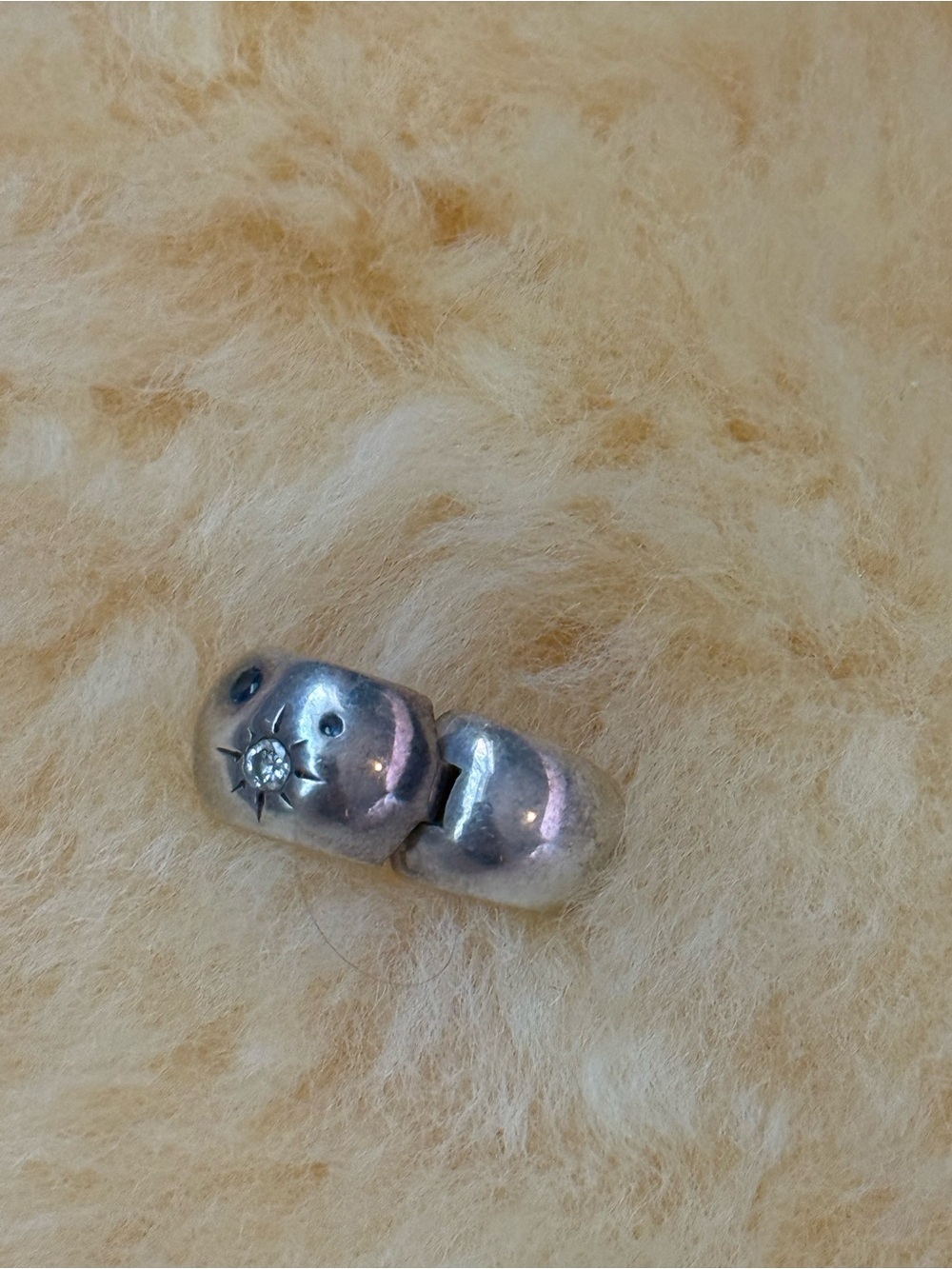 Sterling Silver Cat Bead Charm - Silver